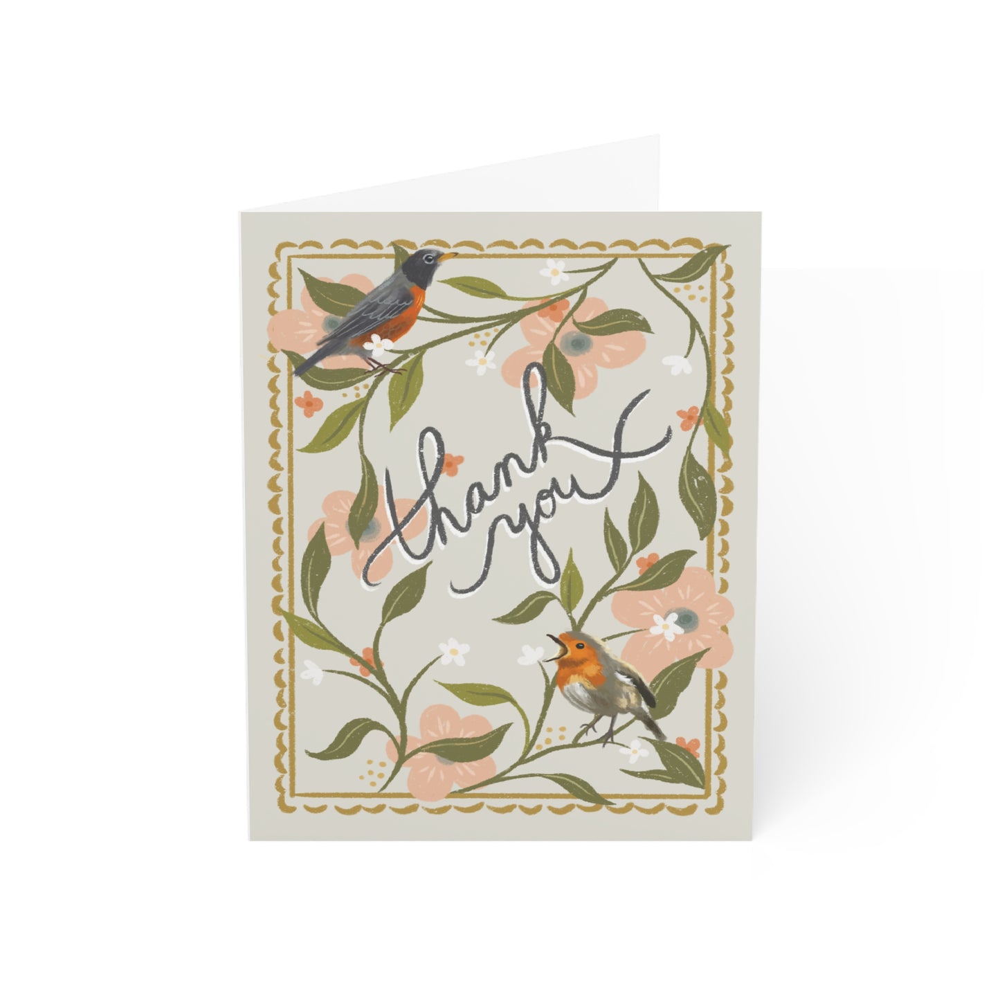 Floral Robin Thank You Cards (1, 10, 30, and 50pcs)