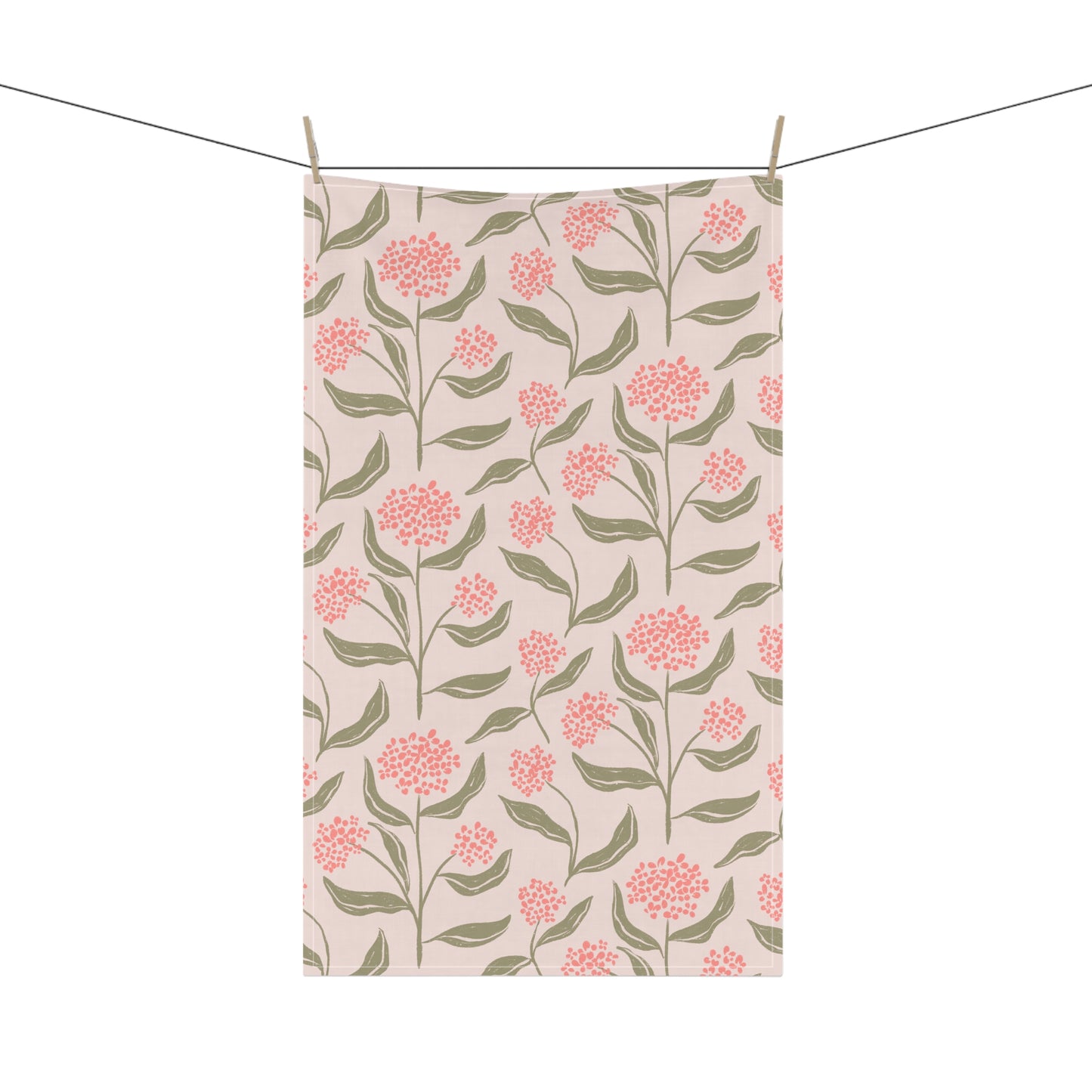 Pink & Green Hydrangea Kitchen Towel