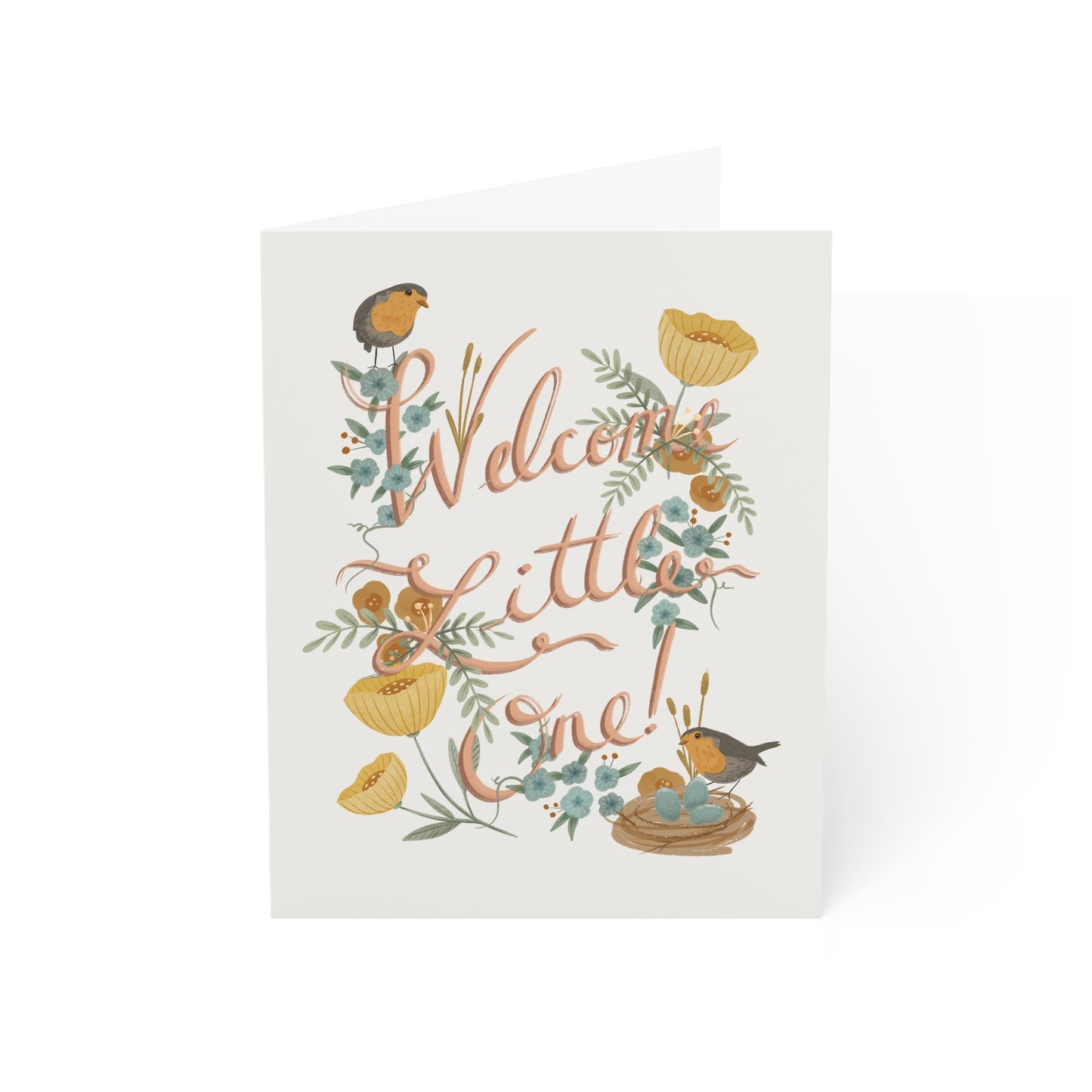 Welcome Little One (White) Greeting Cards (1, 10, 30, and 50pcs)
