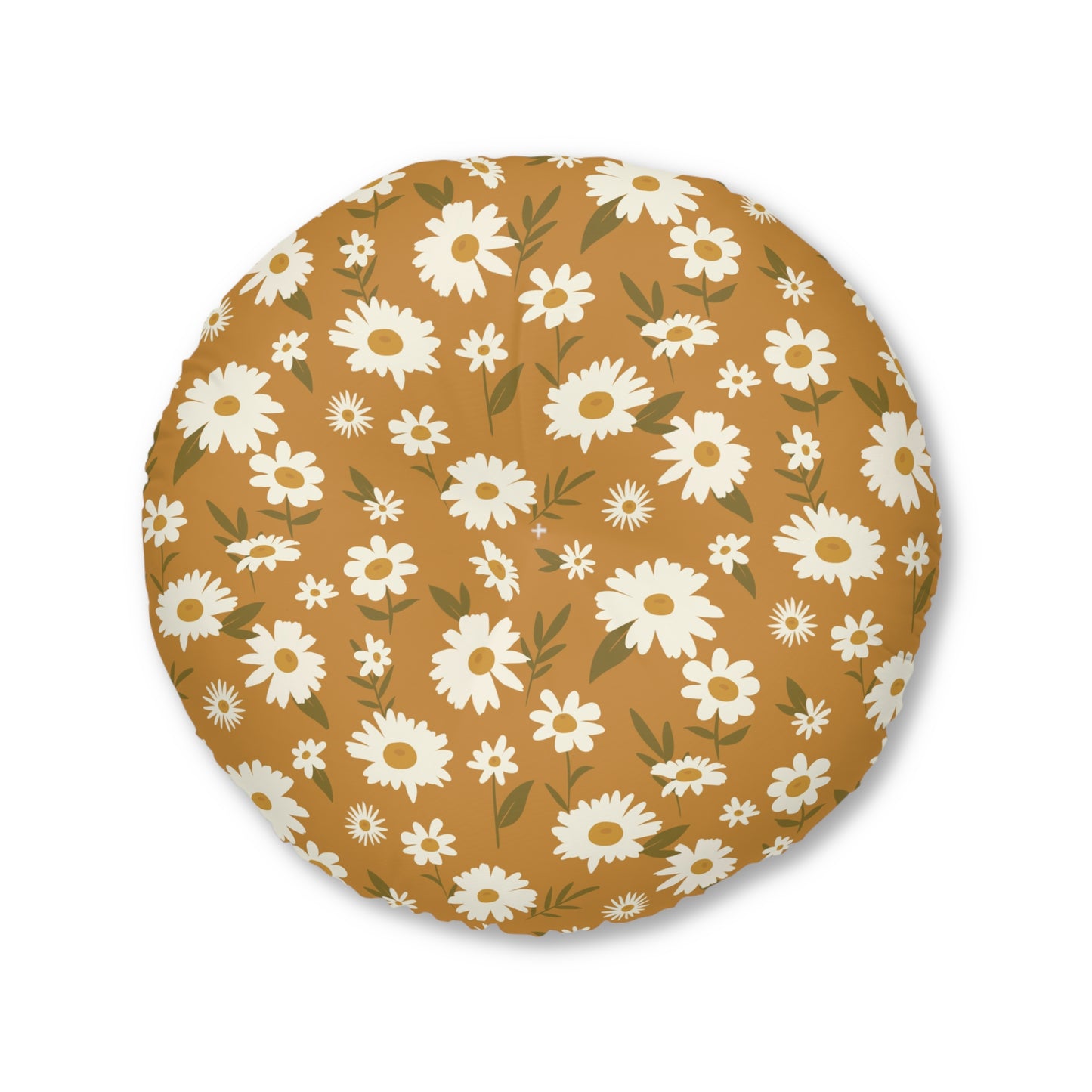 Golden Daisies Tufted Floor Pillow, Round