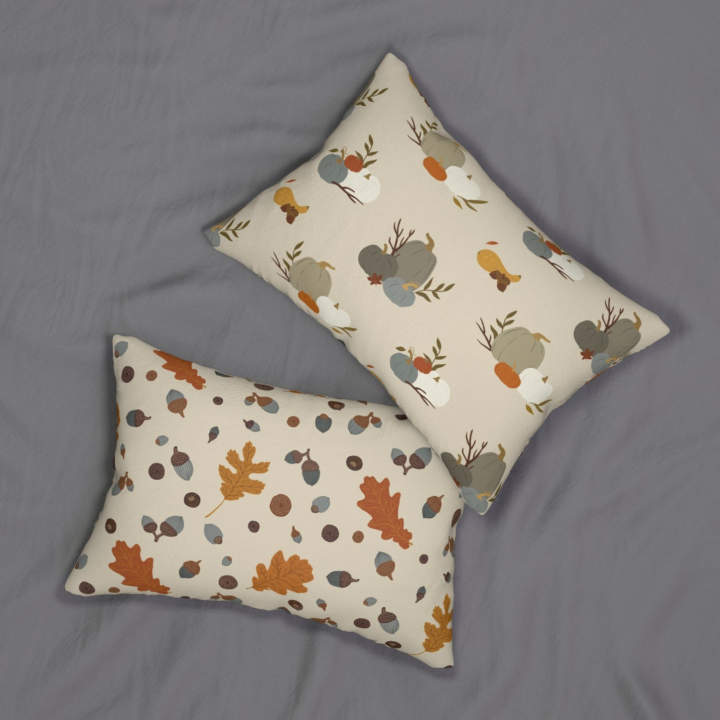 Autumn Acorns and Pumpkins Throw Pillow - Reversible
