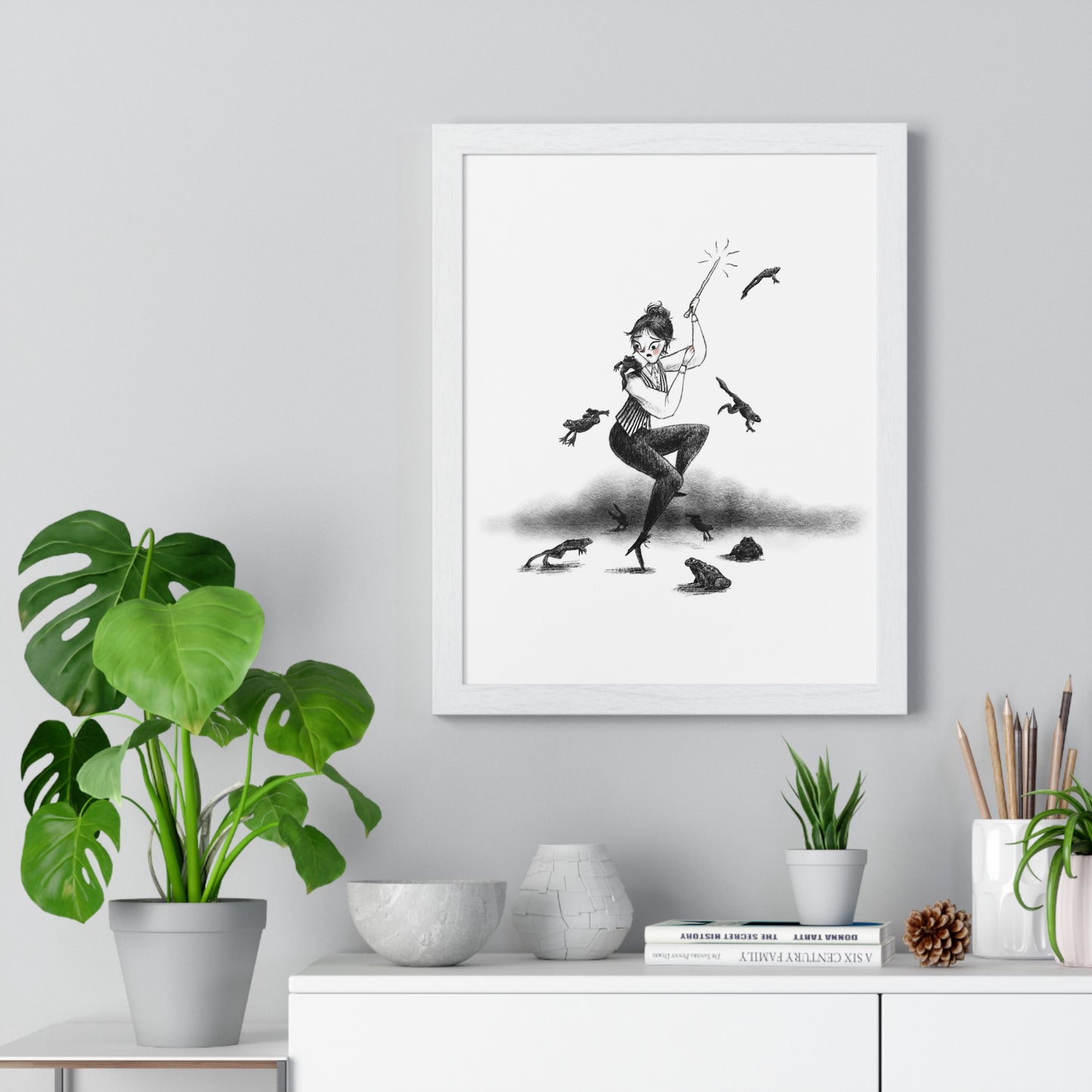 Frog Witch Premium Framed Print