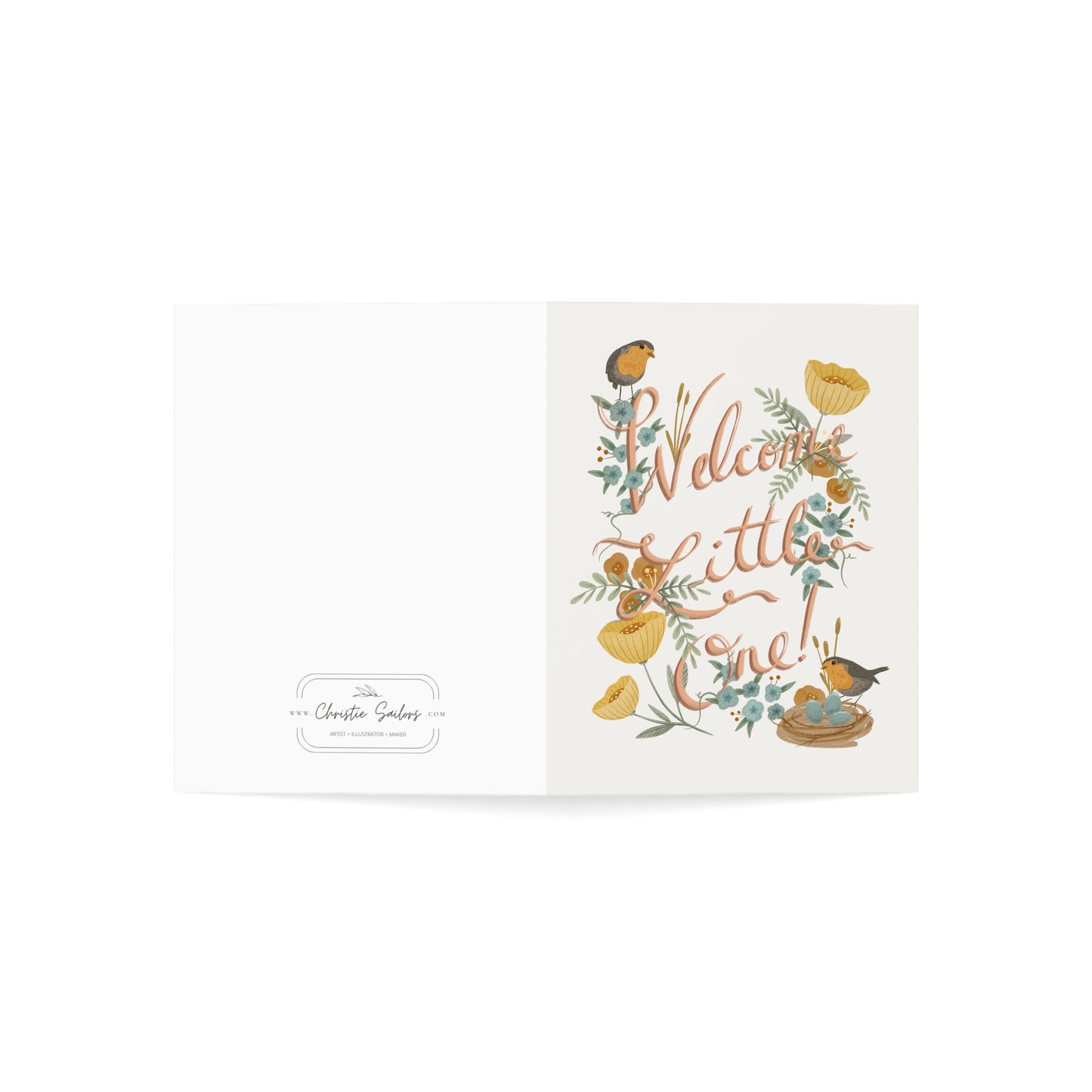 Welcome Little One (White) Greeting Cards (1, 10, 30, and 50pcs)