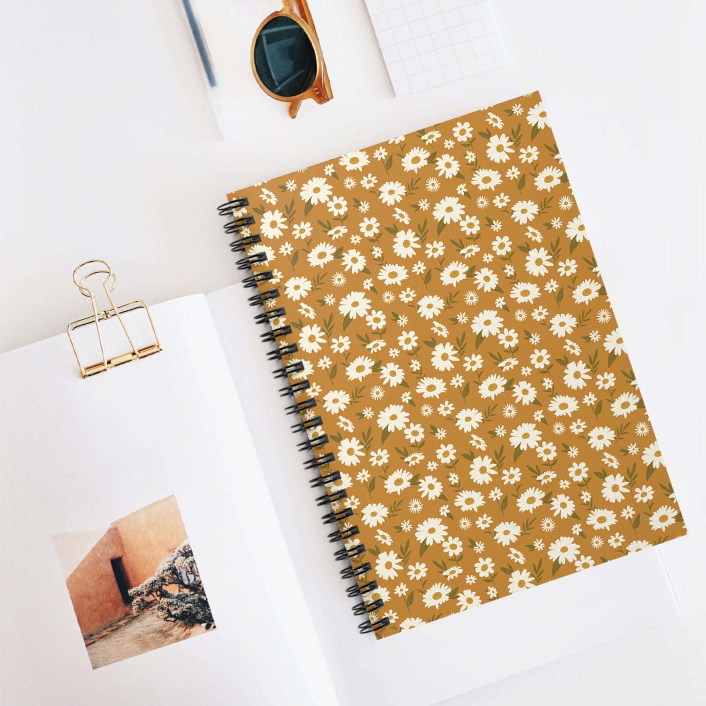 Golden Daisies Spiral Notebook - Ruled Line