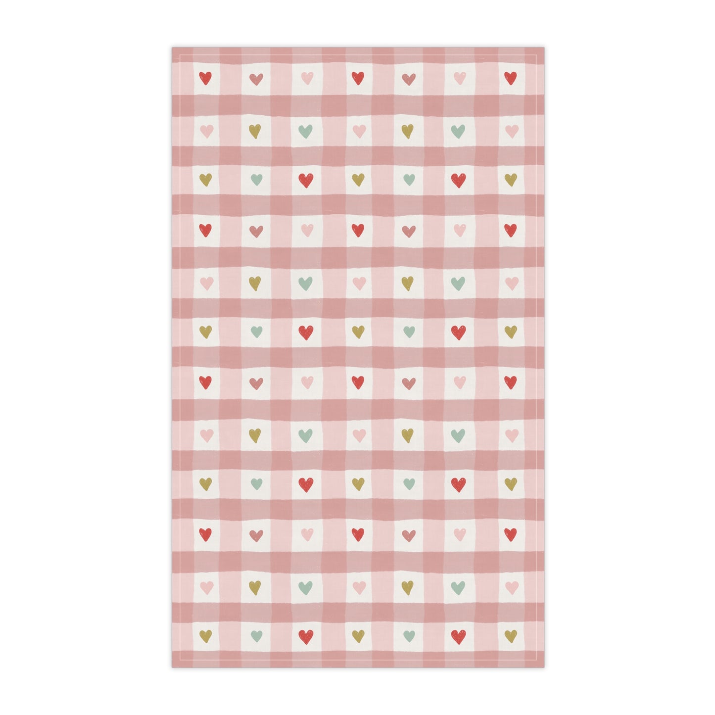 Colored Gingham Hearts Kitchen Towel