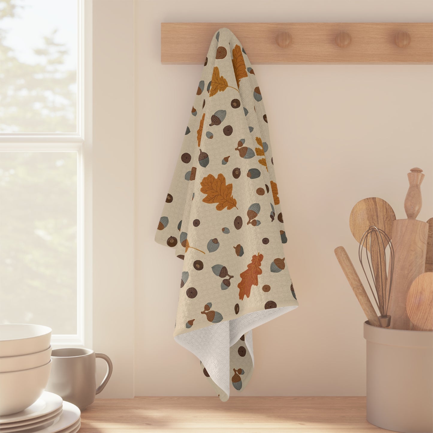 Autumn Acorns Tea Towel