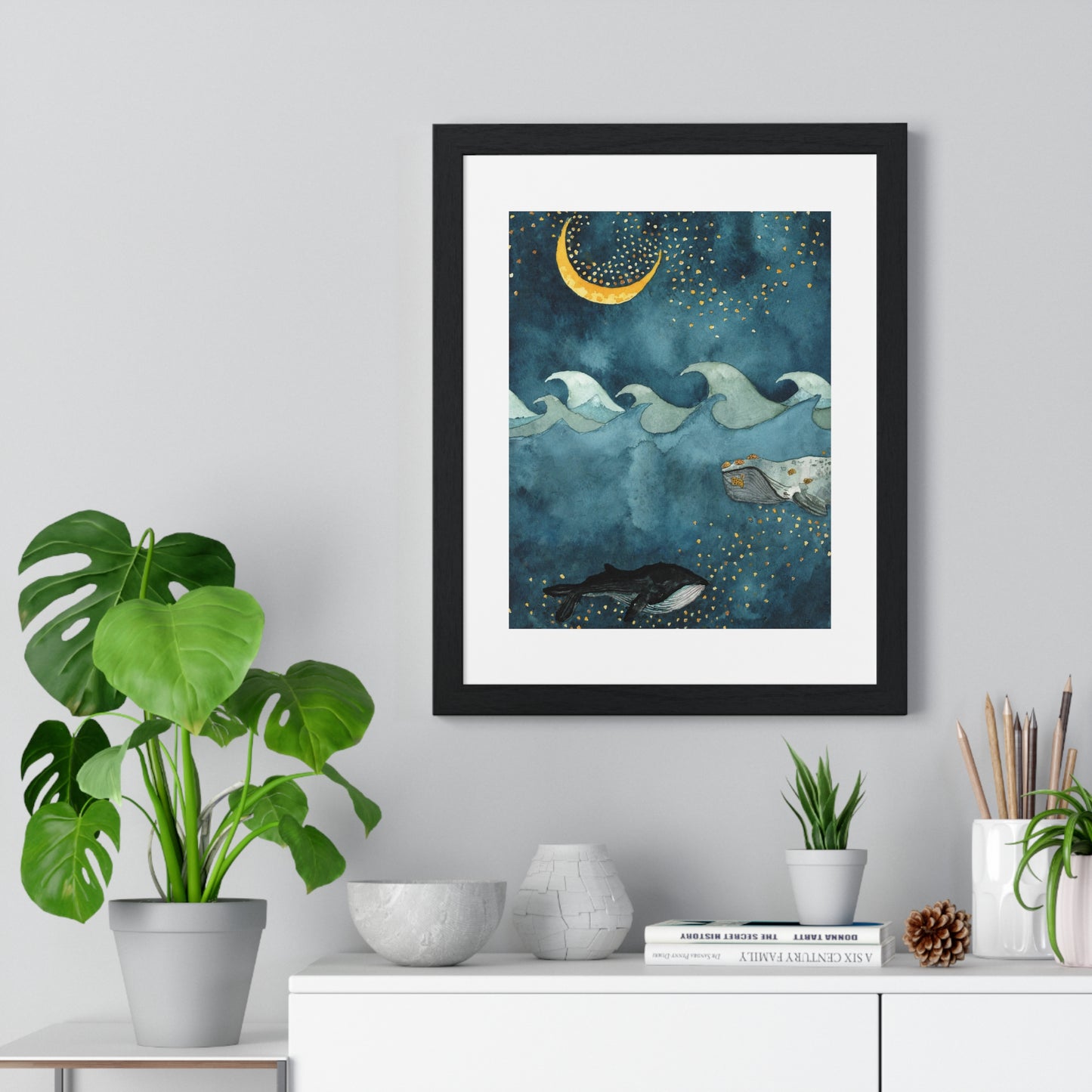 Moon Ocean Premium Framed Print