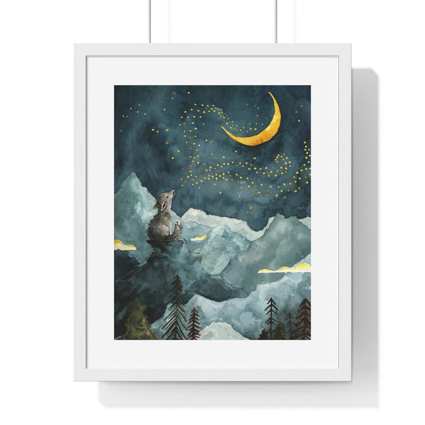Moon Mountains Premium Framed Print