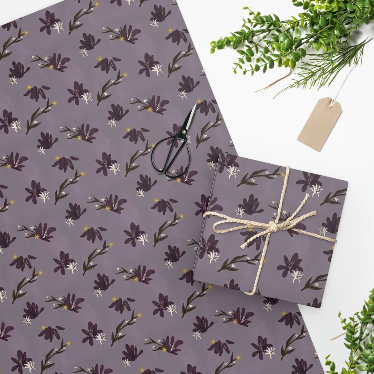 Purple Floral Wrapping Paper