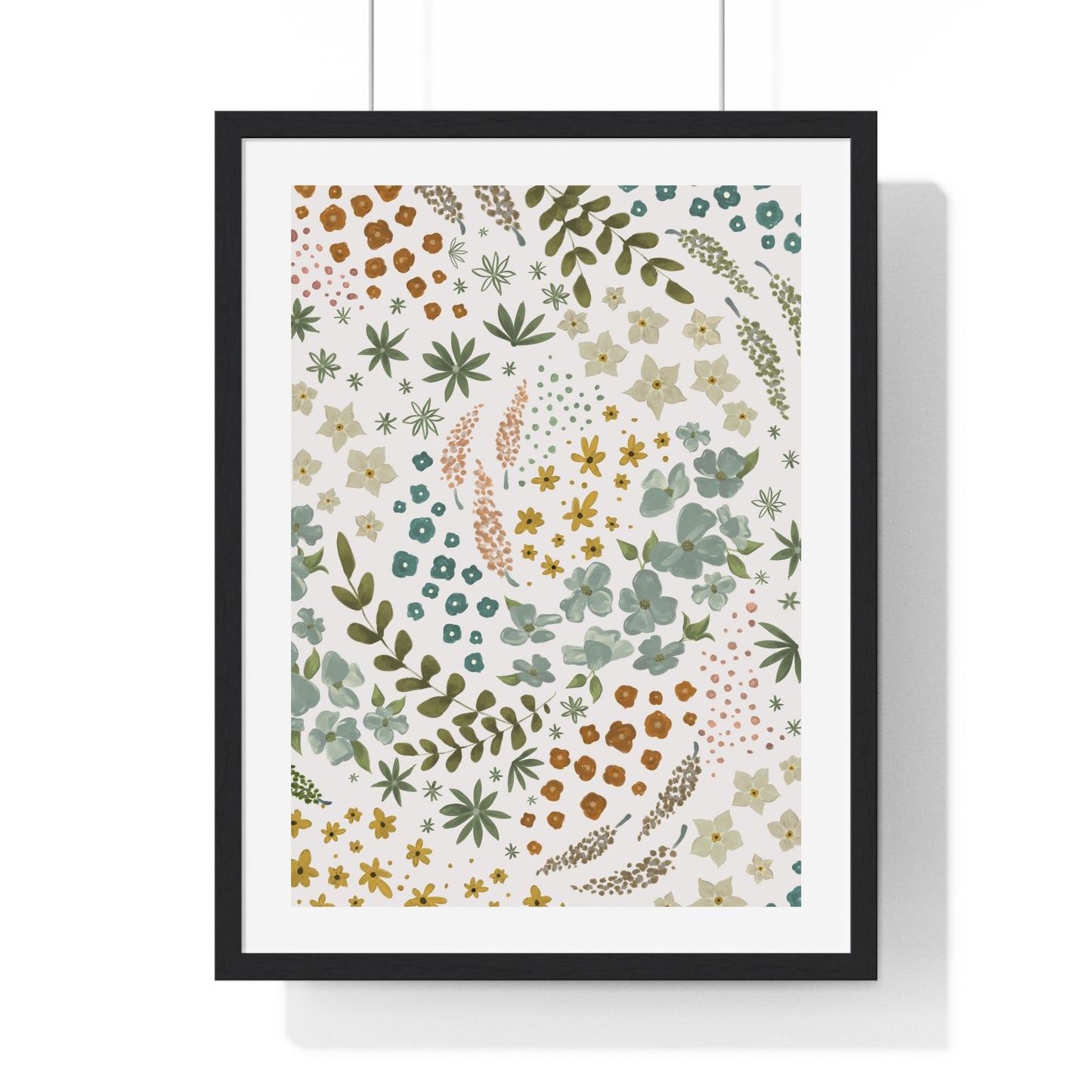 Light Floral Premium Framed Print