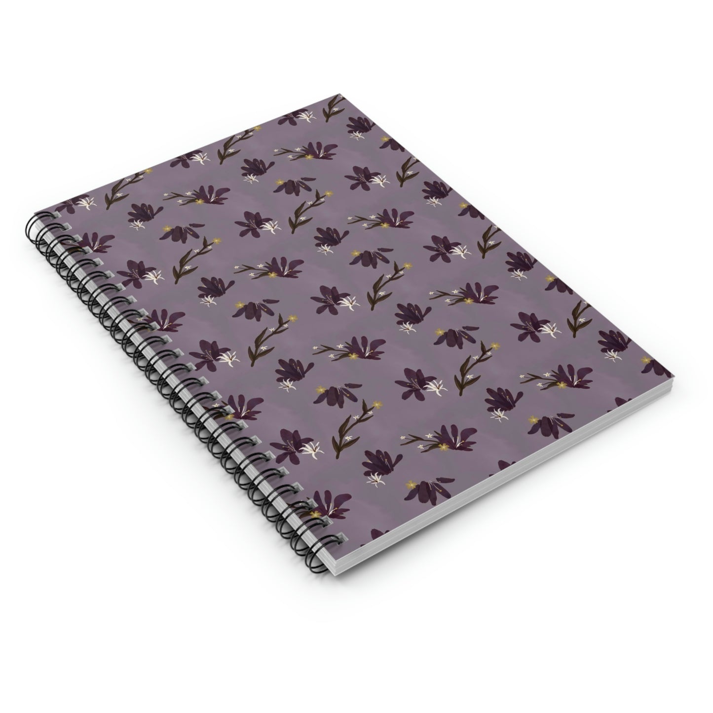 Purple Floral Spiral Notebook - Ruled Line