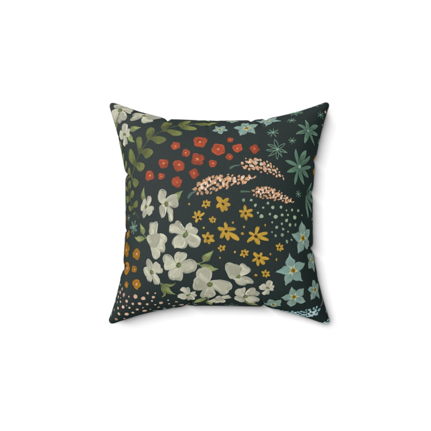 Dark Floral Square Pillow