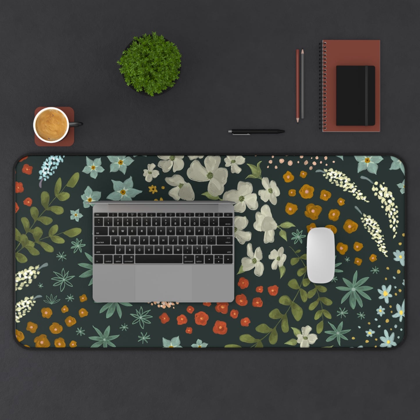 Dark Floral Desk Mat