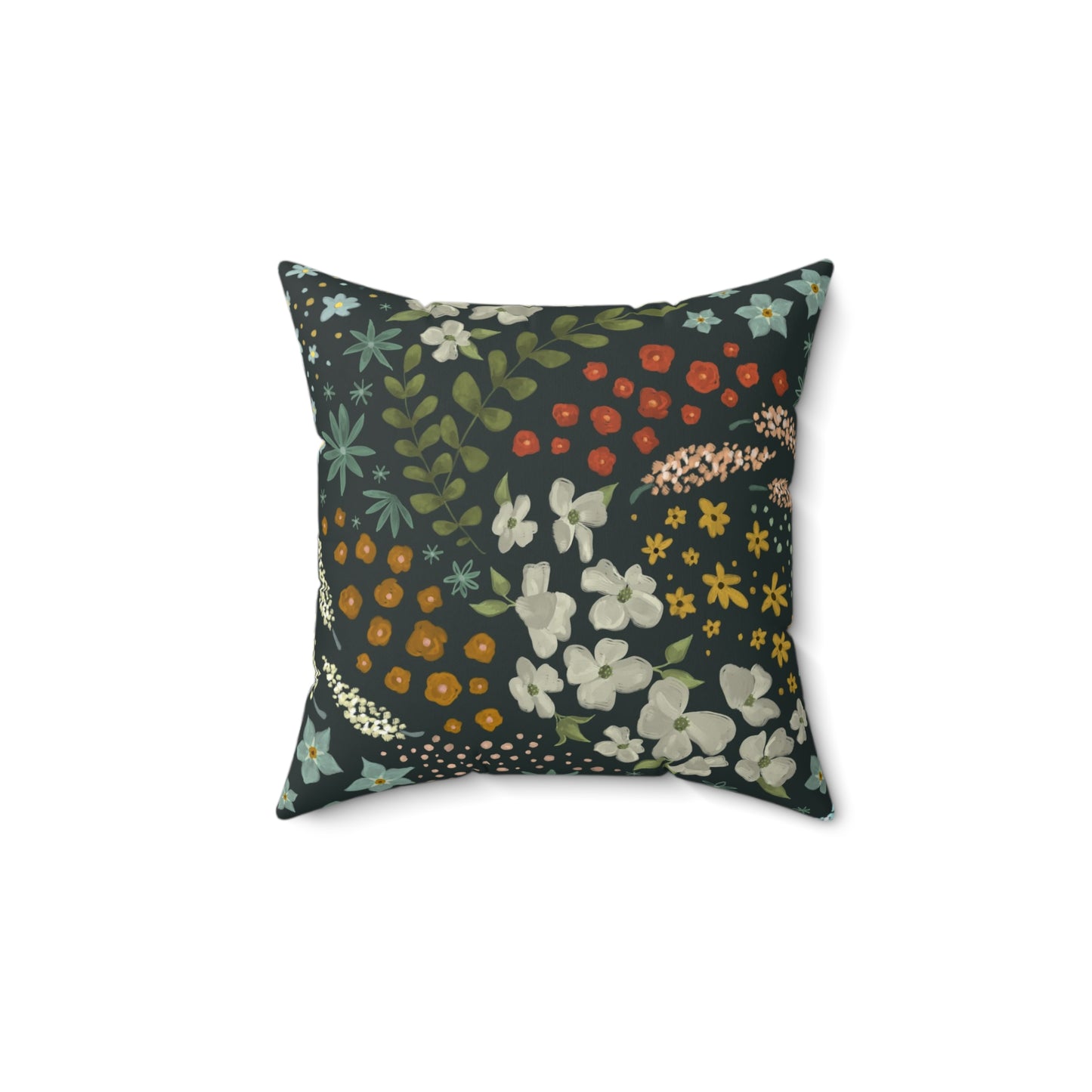 Dark Floral Square Pillow
