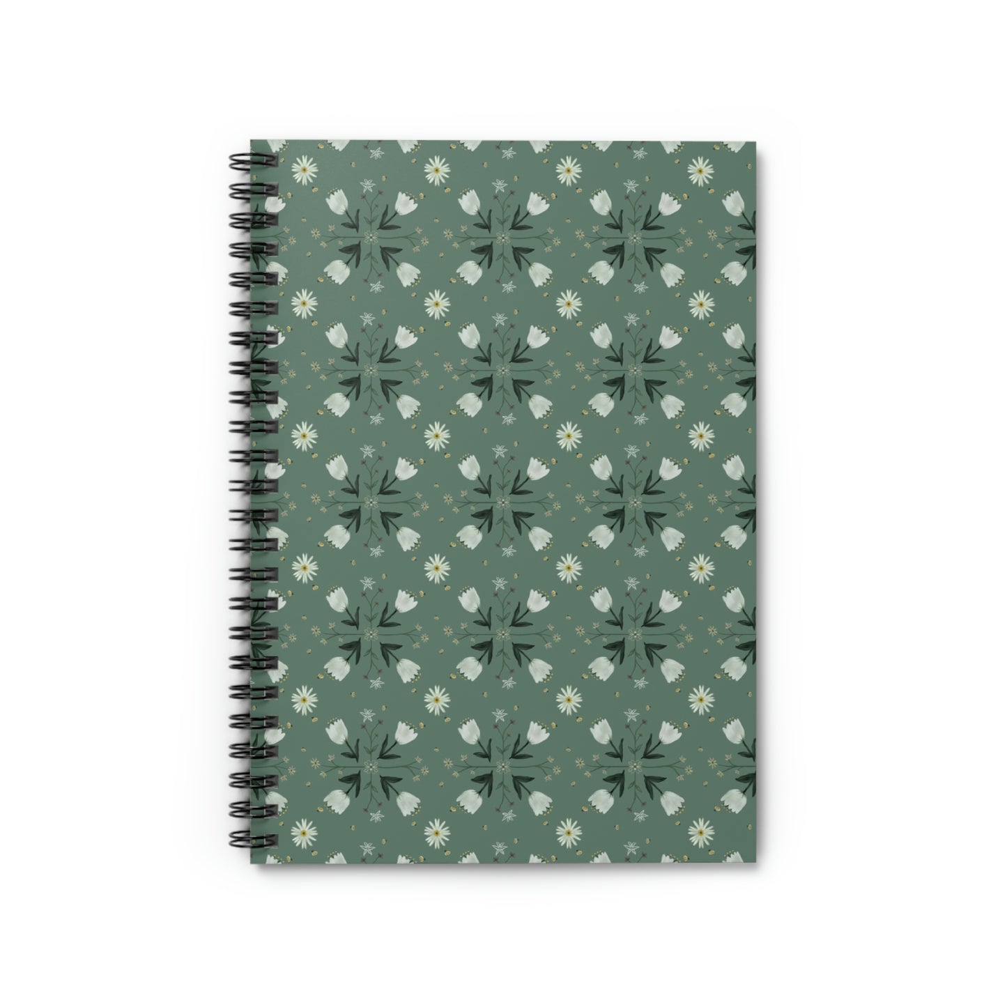 Spring Bees Green Spiral Notebook - Ruled Line