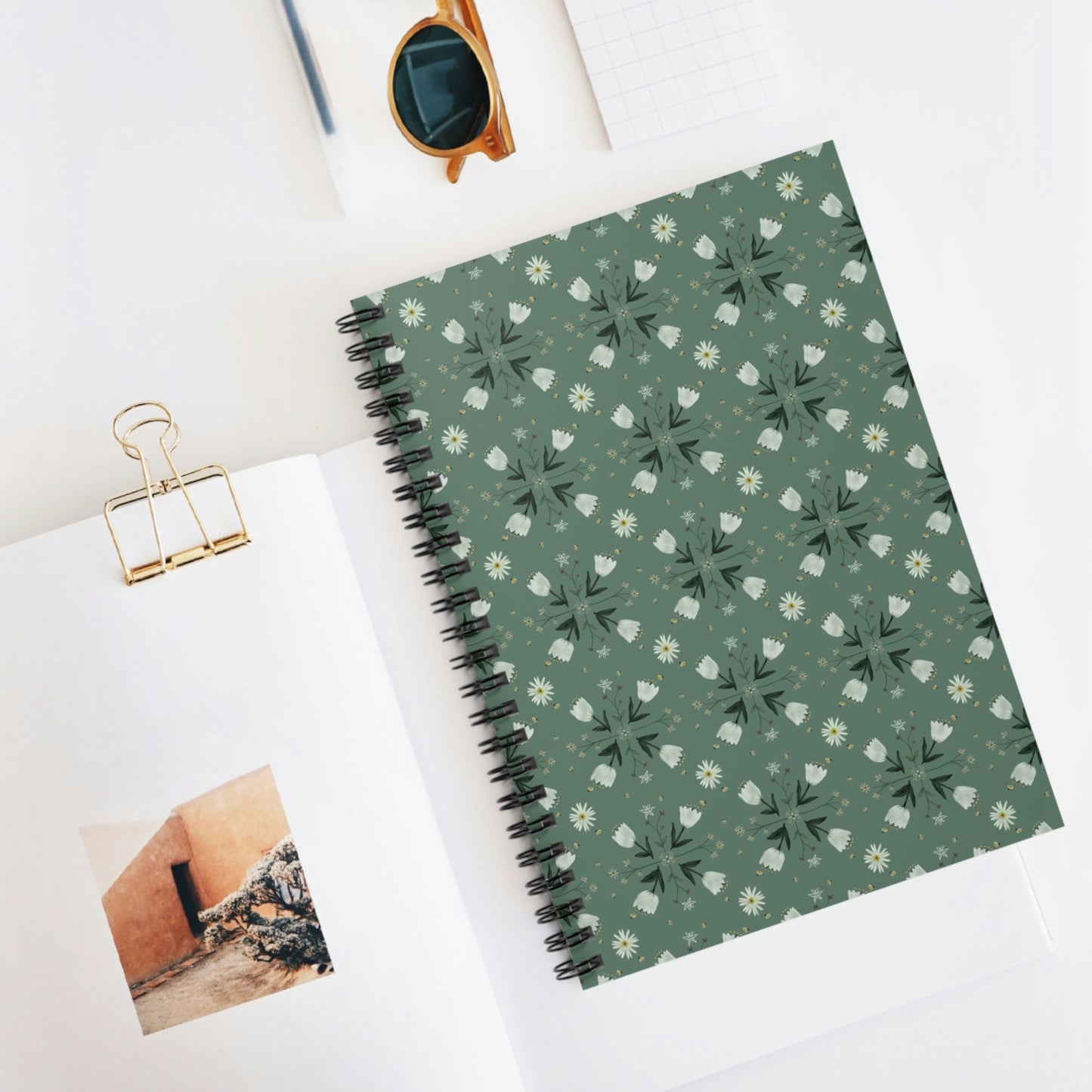 Spring Bees Green Spiral Notebook - Ruled Line