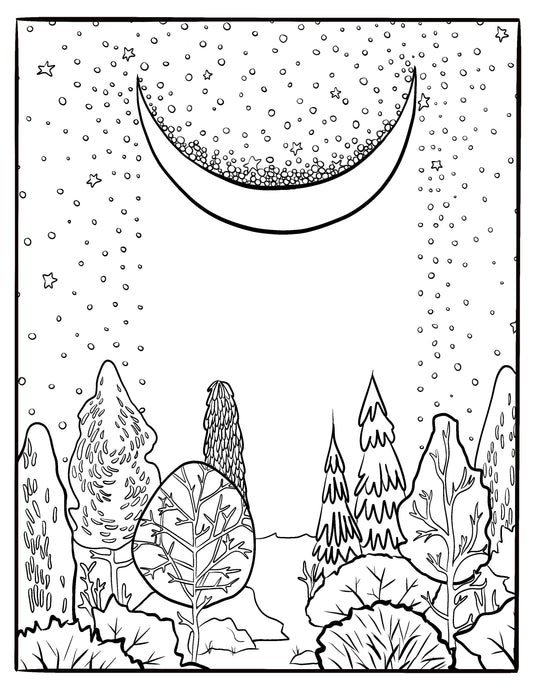 Moon Illustration Series Coloring Pages (Print At Home!)